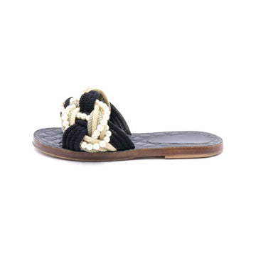 CHANEL Black Lambskin Pearl Weaving Rope Slide Women Sandals Slippers G32446 152898054