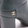 CHANEL ダークグリーン レザー ゴールドCC ジップ レディース アンクルブーツ G31067 152897897 [P]