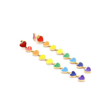 CELINE 46T036BRE Sacrés 金色 マルチハート エナメル ロング レディース イヤリング 152895988