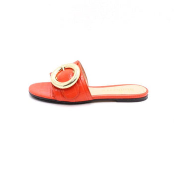 MULBERRY Rote Krokopattern Leder goldene Opera Schnalle Damen Rutschen Slipper aa35047 152897756