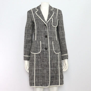 Hugo Boss Black Check Linen Wool Blend Women's Coat Jacket aa40126 152898679