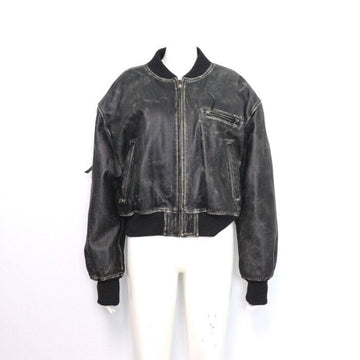 Acne Studios Black Washing Leather Women's Bomber Jacket 2324 Season AA37662 152898511