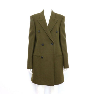 SAINT LAURENT Grüne Wollmischung Doppel Frauen Langmantel 514595 20FW 152898691