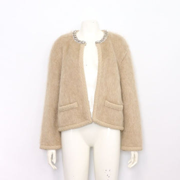 Celine Beige Brushed Mohair Crystal Embroidered Women's Jacket 2AD7L440U 152898454