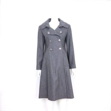 CHANEL Wool Stripe Double Long Coat Women Jacket P59397 152898607