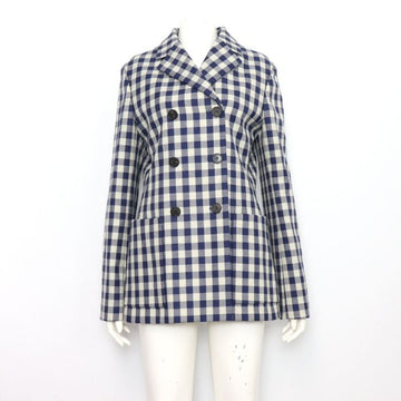 DIOR ダブルブレスト ブルー ホワイト チェック レディース ジャケット 1231 21シーズン 152898431