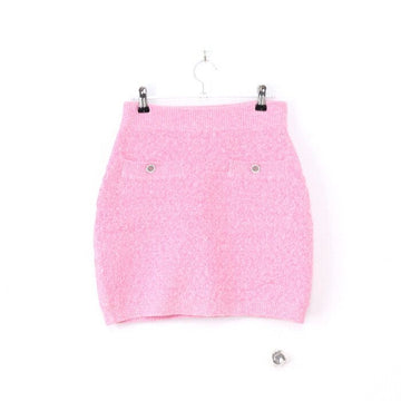 CHANEL Mixed Fiber Crystal CC Two-Button Pink Mini Skirt 23 Season P74624K10705 152898587