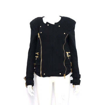 BALMAIN Damenjacke aus schwarzer Baumwolle mit goldenen Knöpfen 7160 191M 152898696
