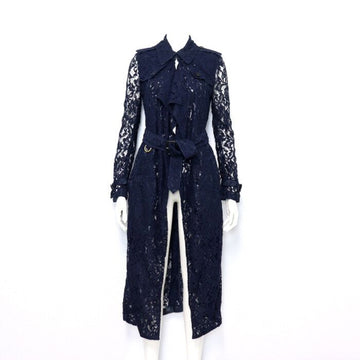 Burberry London Navy Prosum Gracehill Macrame Lace Women's Long Coat 4050378 152898538