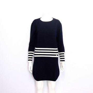 CHANEL Cashmere Navy White Pullover Dress for Women P55370 16 Season 152898626
