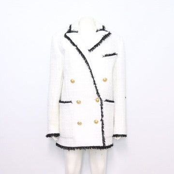 Balmain Gold Button White Tweed Women's Jacket SH012XB61 152898597