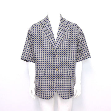 GUCCI 749796 Quadrat G Blau Karierte Stoff Männerjacke aa33631 152899228