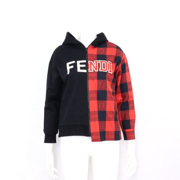 FENDI フランネルブラックチェックコットンジュニアフードジャケット aa26076 152898290