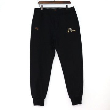 EVISU コットン ブラック ドラゴン ロゴ トレーニング メンズ パンツ aa40853 152899053