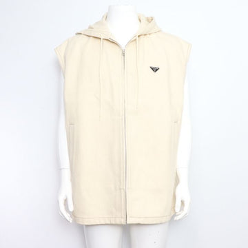 PRADA ベージュ デニム メンズ フーデッド ベスト aa39248 152899031