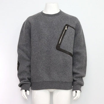 HERMES Graues Cashmere-Mischung Leder-Rundhals Herren Sweatshirt 367715HA76LA 152898985