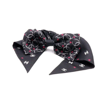 CHANEL Silk CC Logo Pattern Ribbon Hair Scrunchie Hairband Women AA9376 152899045
