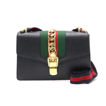 Gucci 421882 Sylvie Black Small Tote Bag and Shoulder Bag Crossbody aa41592 152893864