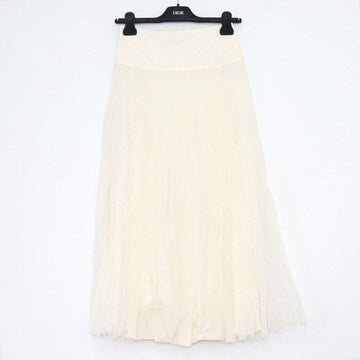 Dior Ecru Dotted Embroidered Tulle Pleated Midi Skirt 841J50A8810 152898519