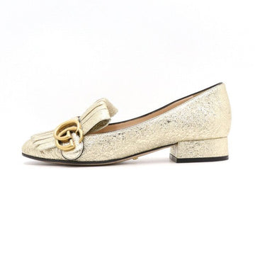 Gucci Shining Gold Metallic Mid-Heel Women's Shoes 453480 152897681