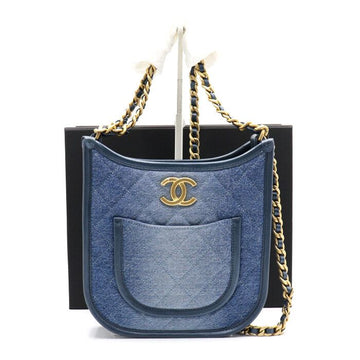 CHANEL Hobo Shoulder Bag in Washed Blue Denim with Gold Metal CC Detail AS4532 152893073