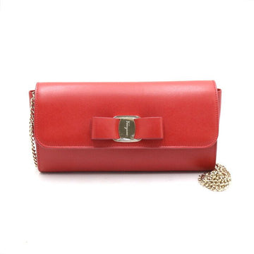 Salvatore Ferragamo Red Bow Mini Clutch with Gold Chain Shoulder Bag D523 152893282