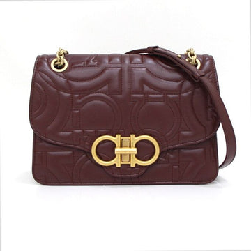 Salvatore Ferragamo Burgundy Gancini Quilted Logo Chain Shoulder Bag and Crossbody AA43151 152893905
