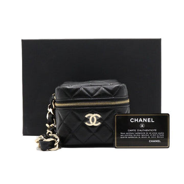 CHANEL AP2803 Black Gold CC Chain Strap Pouch Clutch Bag 22SS 152893016