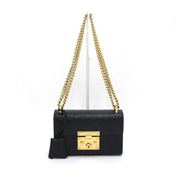 Gucci GG Shima Black Leather Padlock Shoulder Bag and Crossbody Bag 409487 152893906