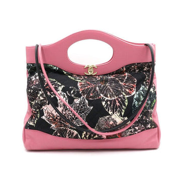 CHANEL ピンクキャンバスプリンテッドトートバッグ兼ショルダーバッグ A57977 152893299