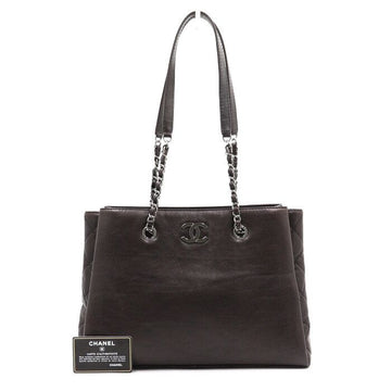 CHANEL ダークブラウンCCカフチェーンショッパートートバッグ兼ショルダーバッグ aa43289 152893286