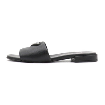 Prada Black Saffiano Slide Triangle Logo Women's Slippers Sandals 1XX627 152898001