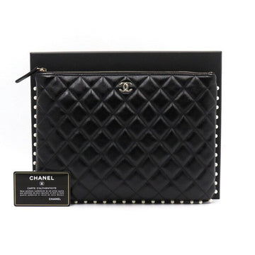 CHANEL Black Lambskin Quilted Clutch Bag with Gold Hardware AP1046 152893903