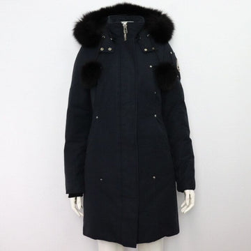 Moose Knuckles Black Hooded Fur Women's Long Padded Jumper 1XMOG6PD201 152898726