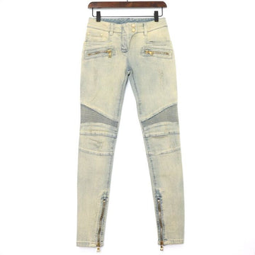 BALMAIN Reißverschluss gewaschene New Slim Biker Damen Jeans aa43481 152898491