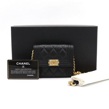 CHANEL ボーイシャネル ブラック カーフ フラップ ゴールド チェーン ミニ WOC クロスボディ バッグ 43644 152893246