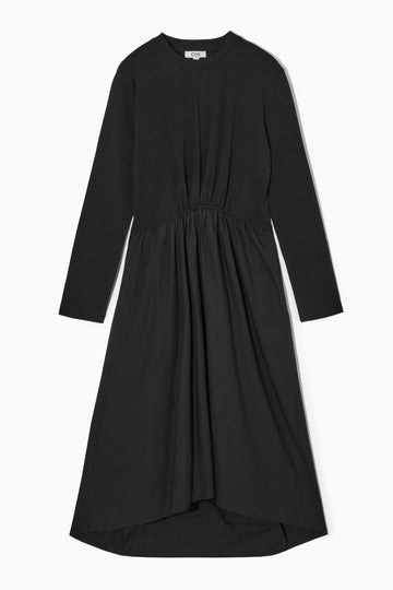 Cos Asymmetrical Gathered-Waist Midi Dress 1194527001 128846829