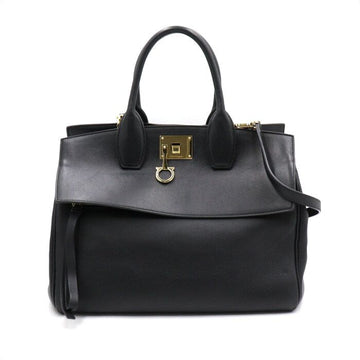 SALVATORE FERRAGAMO 21H167 ガンチーニスタジオ ミディアム ブラック トートバッグ 兼 ショルダーバッグ aa43823 152893058