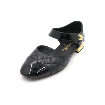 CHANEL G38441 Gold CC Buckle Turnlock Mary Jane Flat Women's Shoes 152897994