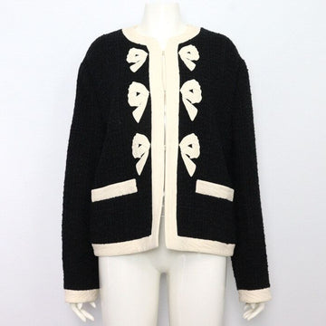 Valentino Black Tweed Lace Detail Women's Jacket AA43908 152898720