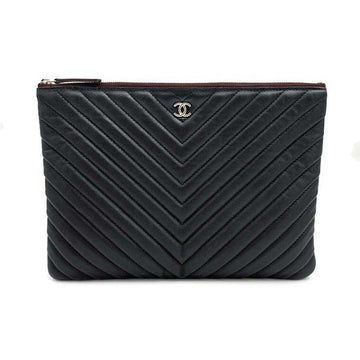 CHANEL Caviar Chevron Clutch New Medium 10042401150 114379897