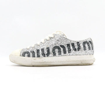 Miu Miu Silver Glitter Logo Initial Women's Sneakers aa44074 152897742