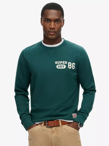 SUPERDRY Wiederaufbereiteter Artikel Größe L Essentials Logo Crewneck Sweatshirt Dunkelgrün 119241958