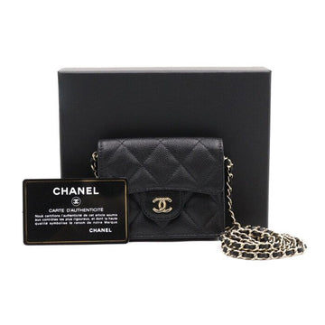 CHANEL AP1730 Caviar Classic Flap Accordion Card Holder Schultertasche mit goldener Kette Crossbody 44418 152893019