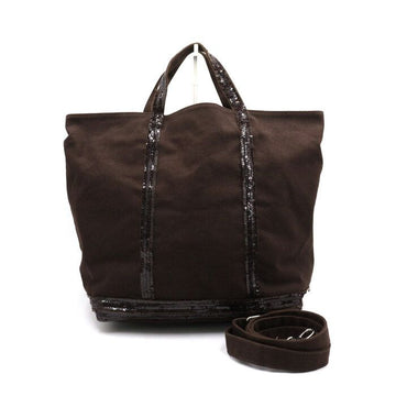 VANESSABRUNO Braune Canvas-Sequins Einkaufstasche Tote aa44460 152893126
