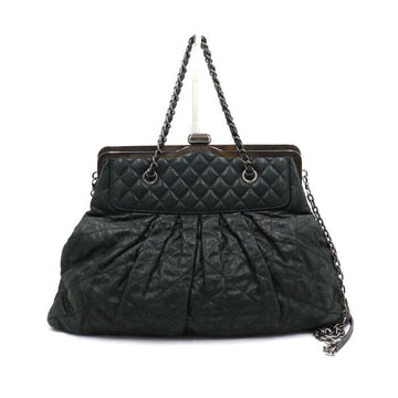 CHANEL Grüne Kissenschloss Stepp-Leder Schultertasche mit Silberkette aa44480 152893122