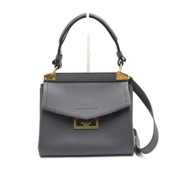 GIVENCHY Graue Leder Tote Bag mit goldfarbenem Logo Mystic Small AA44754 152893245