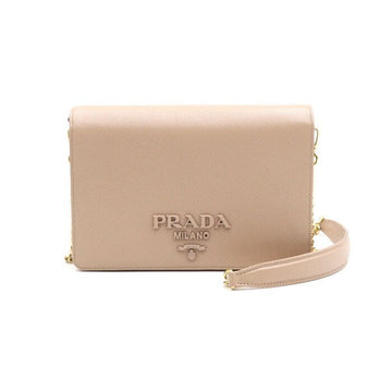 Prada Beige Saffiano Leather Mini Chain Shoulder Bag with Gold Accents 1BP018 152893180