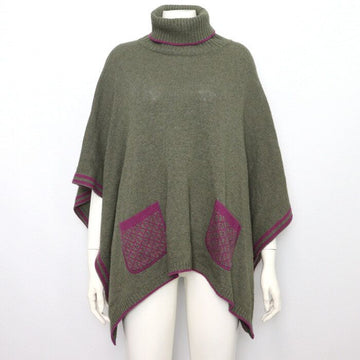 FENDI カーキカシミヤ混合女性ポロケープショールマント aa44701 152898452