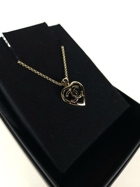 CHANEL CC Heart Pendant Necklace AB7883 4387 58537179